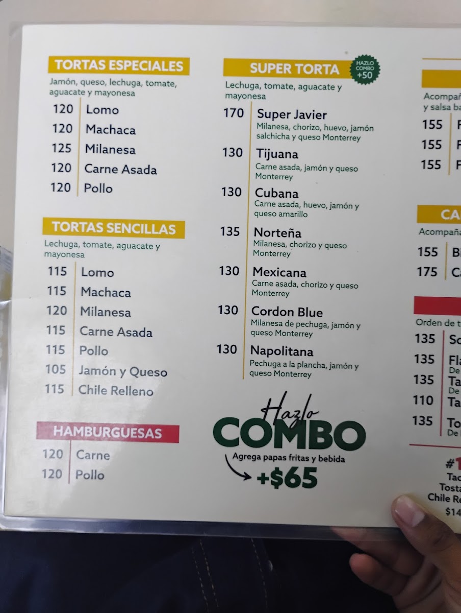 Tortas Javier Menu - Image 1